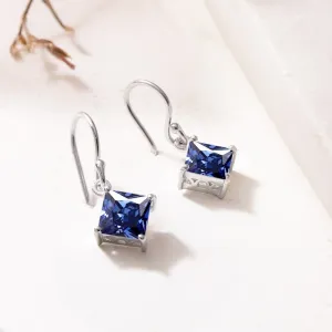 Sparkling Ocean Rhodium Plated 925 Sterling Silver Earring