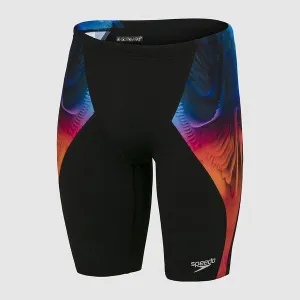 Speedo Mens Placement Digital V/Cut Jammer - Blk/Orange/Lt Adriatic/Blue