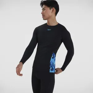 Speedo Mens Print Long Sleeve Top - Black