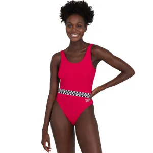 Speedo - Womens Belted Deep U-Back Swimsuit - Red