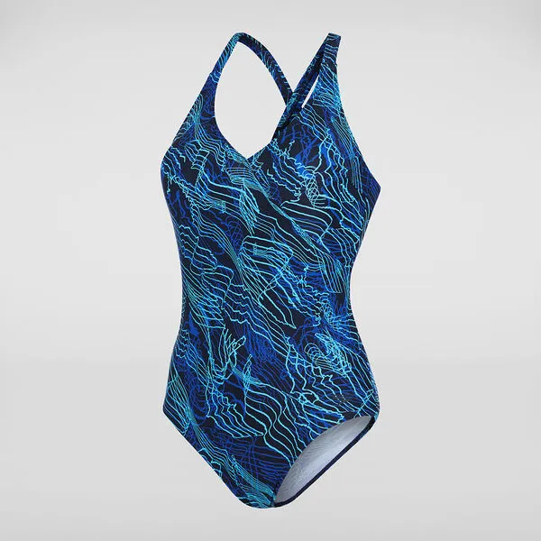 Speedo Womens Lexi Printed One Piece - Navy