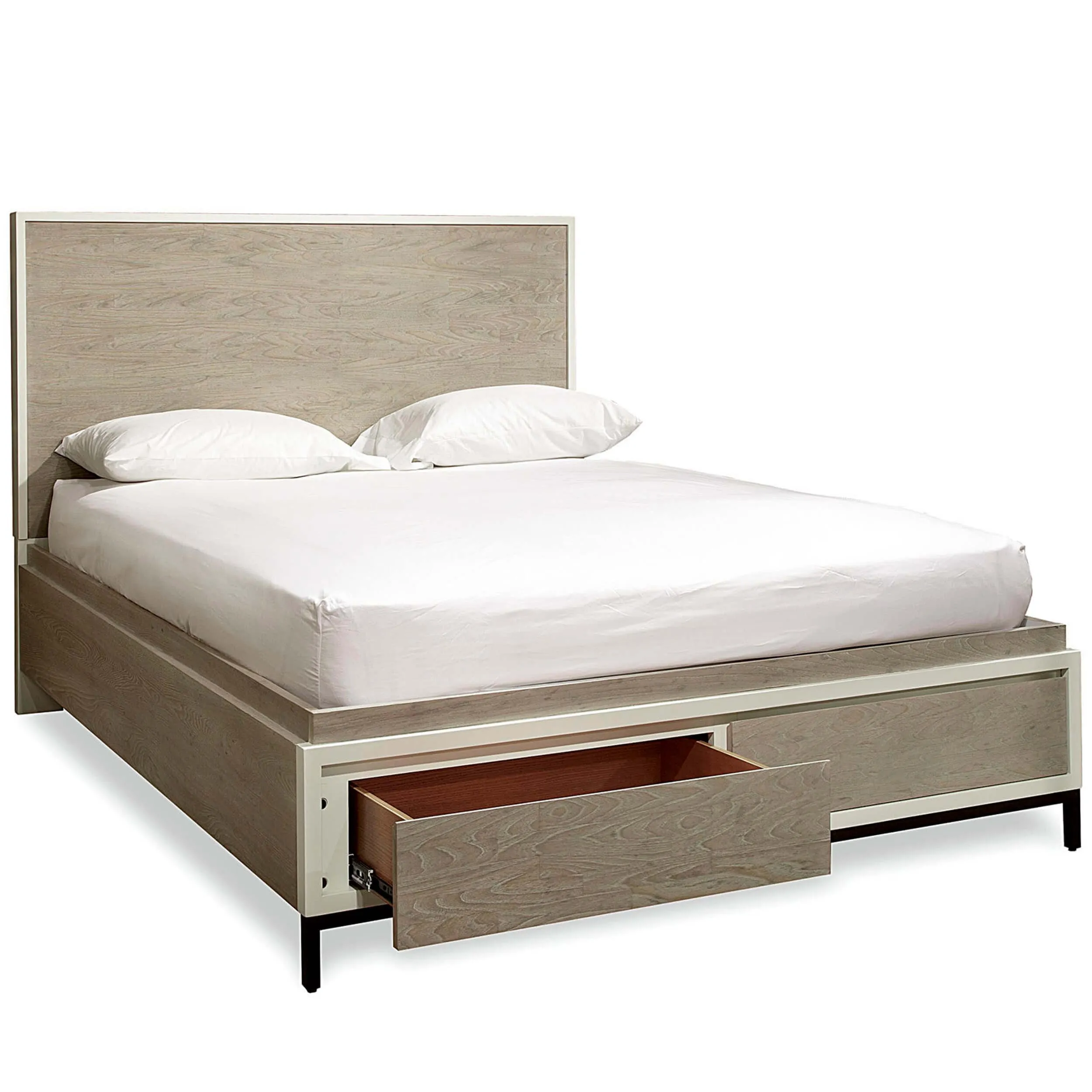 Spencer Queen Storage Bed, Gray/Parchment