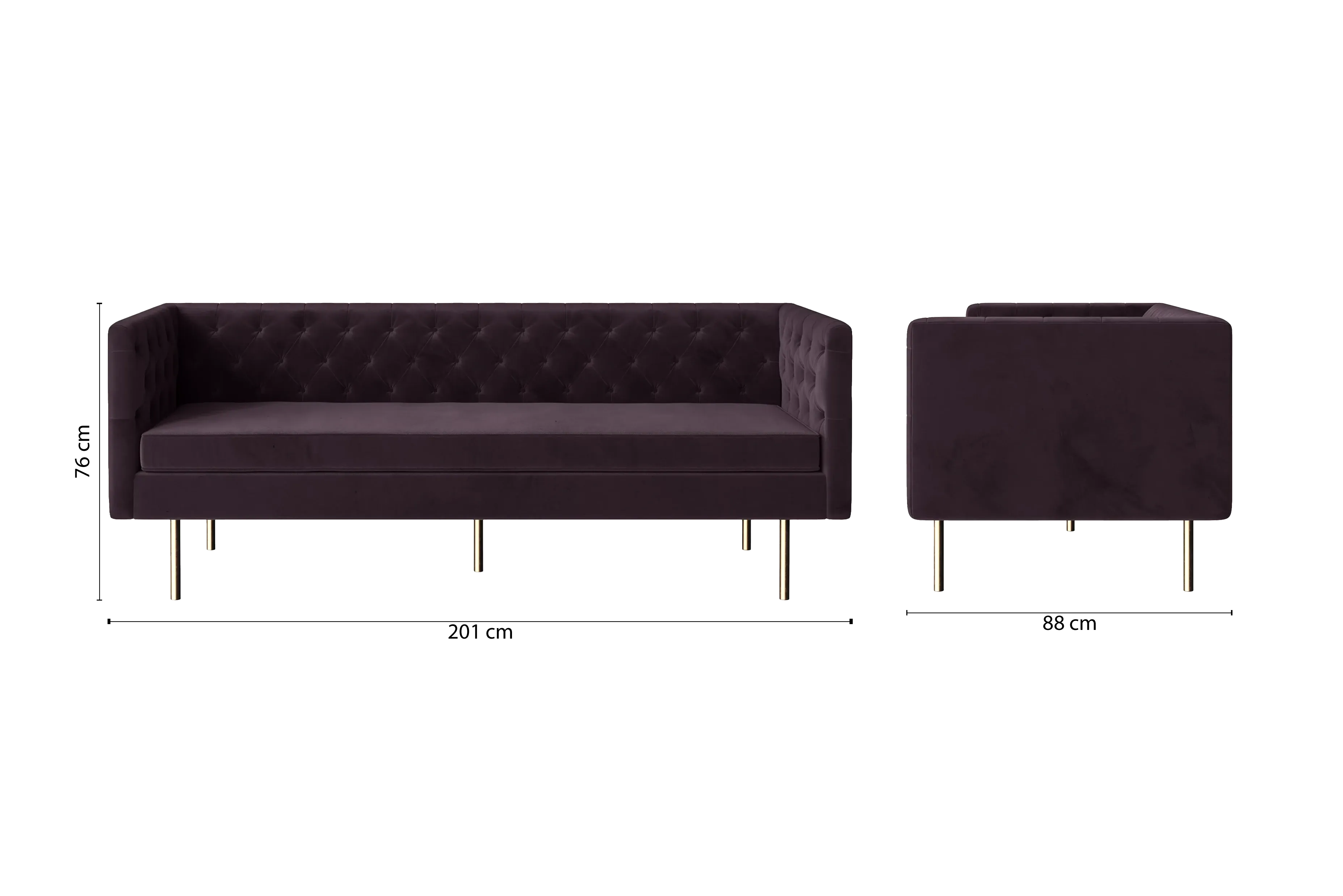 Spezia 3 Seater Sofa Purple Velvet