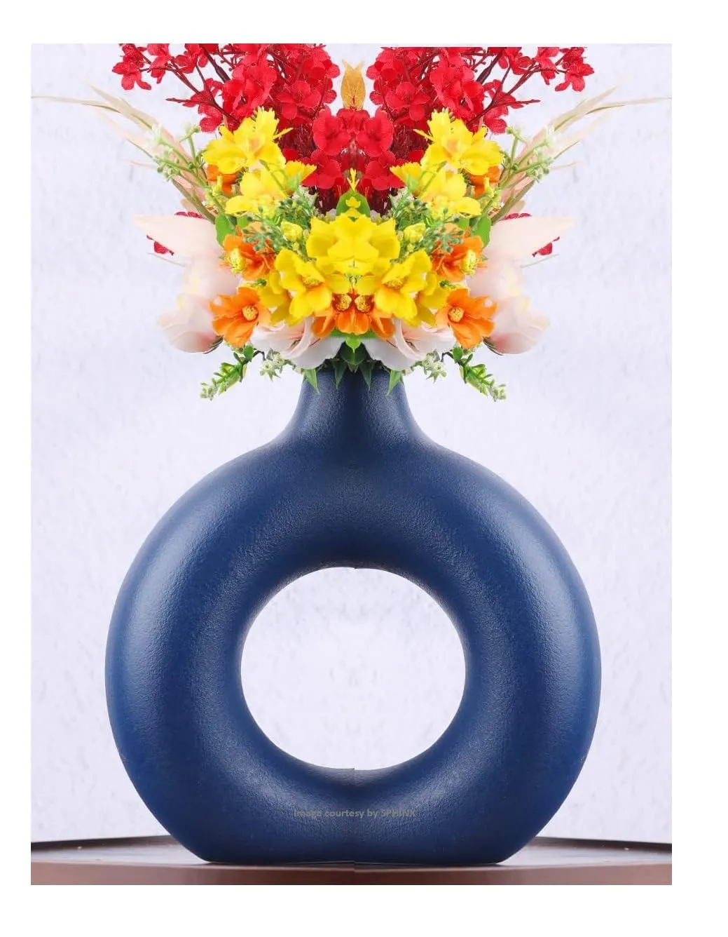 SPHINX Ceramic Donut Vase, Flower Vase Pampas Grass Vase, Vase Home Decor Centrepiece Decor for Home, Office, or Gifts-Vase Only - (Cobalt Blue Matt 6 in, 1 Pc)