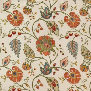 Spice and Olive Embroidered Fabric