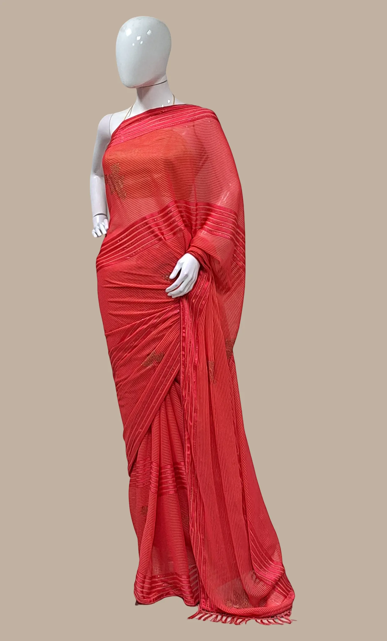 Spicy Pink Embroidered Sari