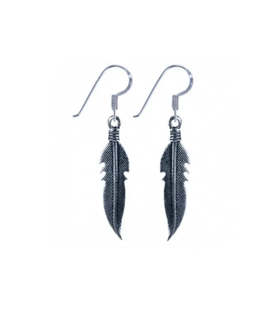 Spirit-Free Bohemian Feather Sterling Silver Dangle Earrings