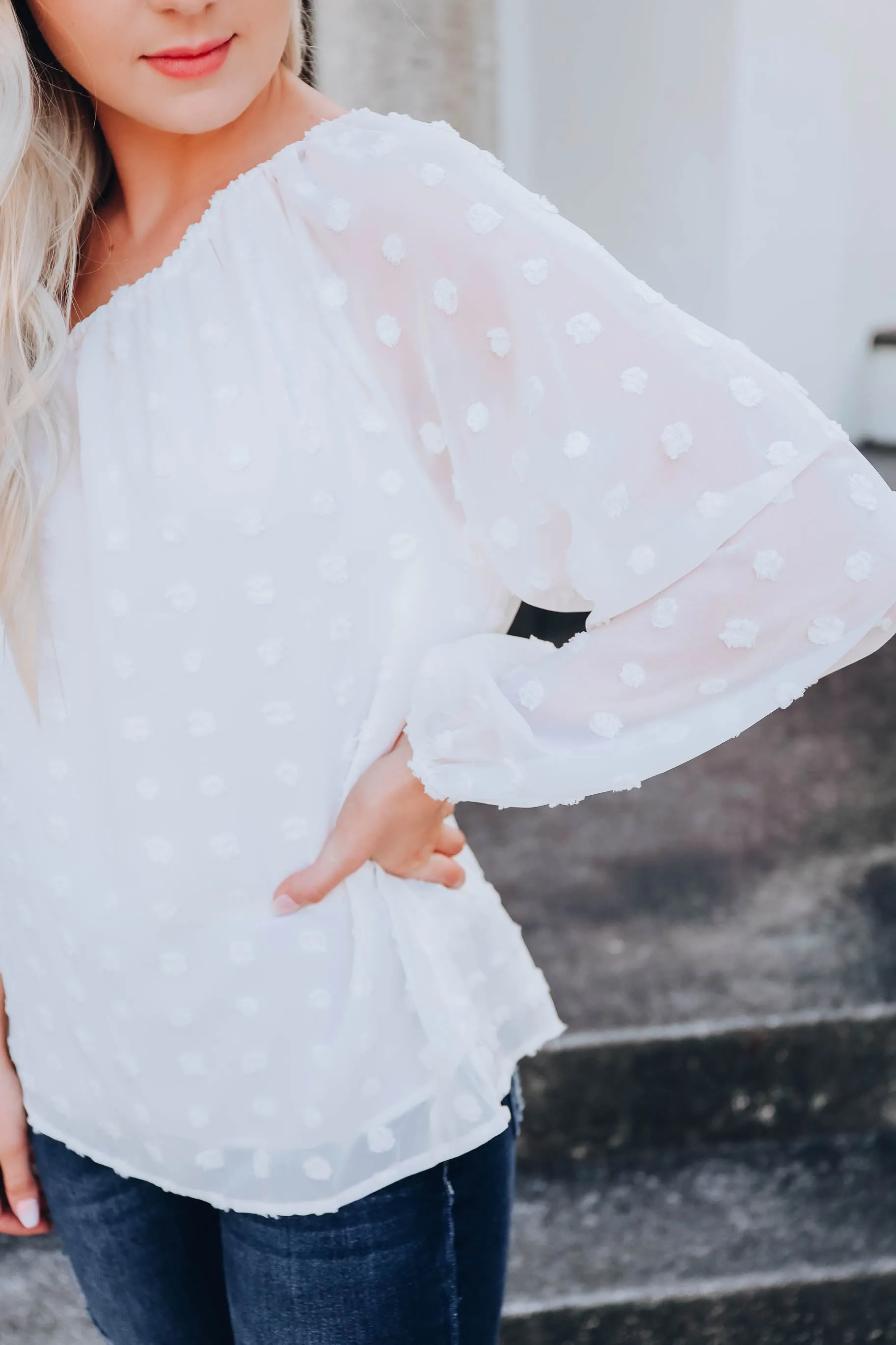 Spirited One Shoulder Blouse - White