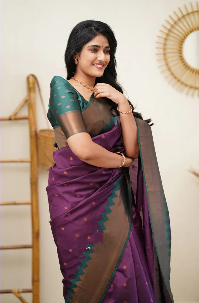 Splendorous Purple Soft Silk Saree with Fugacious Blouse Piece