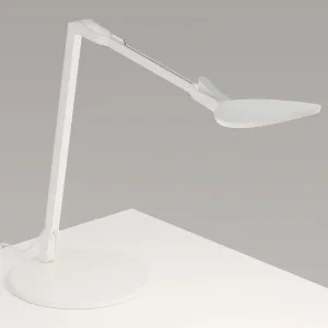 Splitty Reach Matte White Contemporary LED Desk Lamp with Table Base and USB Port