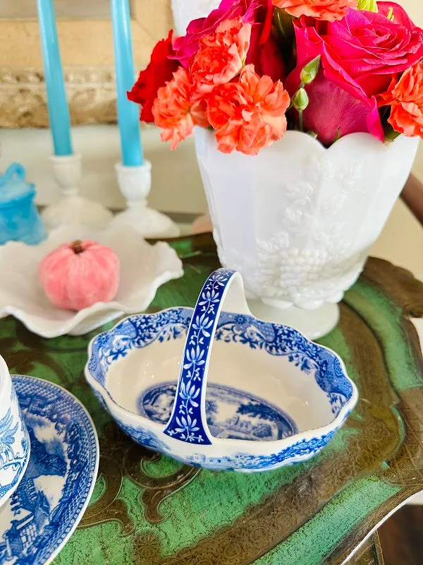 Spode Blue and White Handled Basket 2 Available