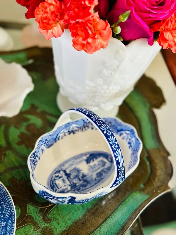 Spode Blue and White Handled Basket 2 Available