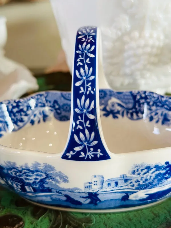 Spode Blue and White Handled Basket 2 Available