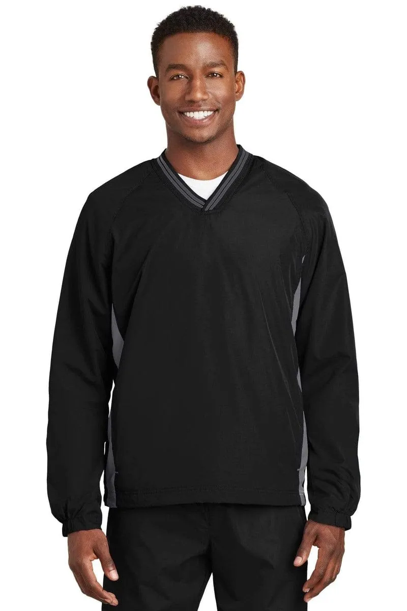 Sport-Tek JST62: Tipped V-Neck Raglan Wind Shirt