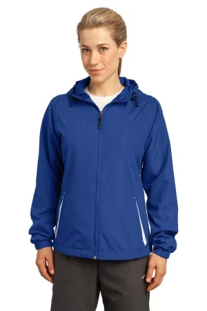 Sport-Tek ®  Ladies Colorblock Hooded Raglan Jacket. LST76, Basic Colors