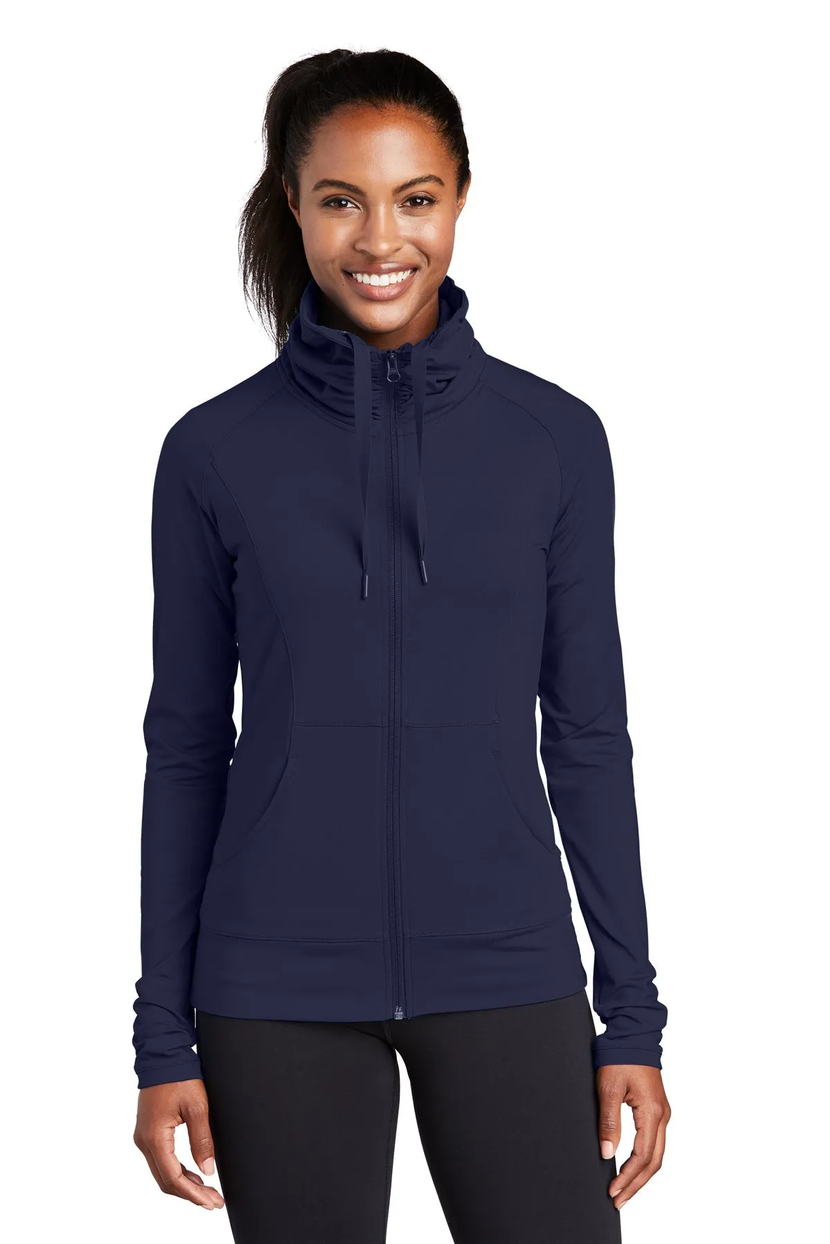 Sport-Tek Ladies Sport-Wick Stretch Customized Full-Zip Jackets, True Navy