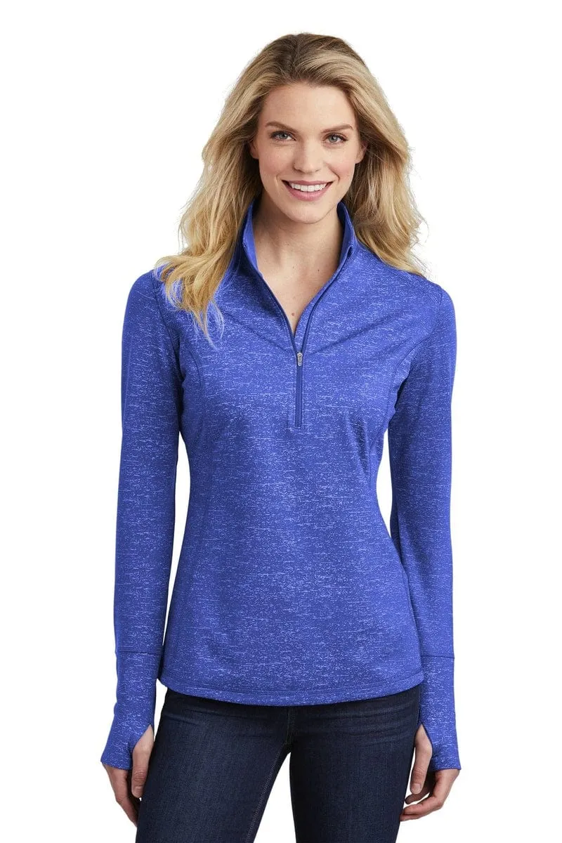 Sport-Tek  ®  Ladies Sport-Wick  ®  Stretch Reflective Heather 1/2-Zip Pullover. LST855