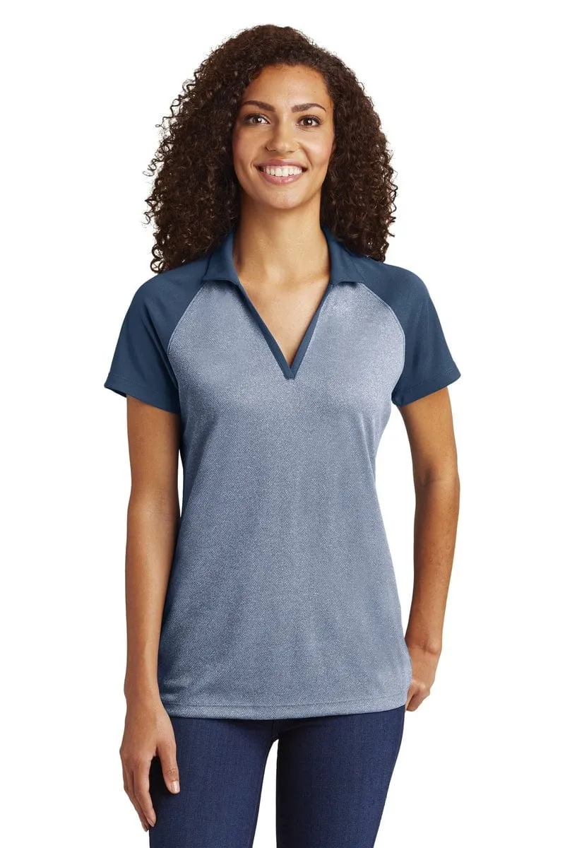 Sport-Tek LST641: Ladies PosiCharge  RacerMesh Raglan Heather Block Polo