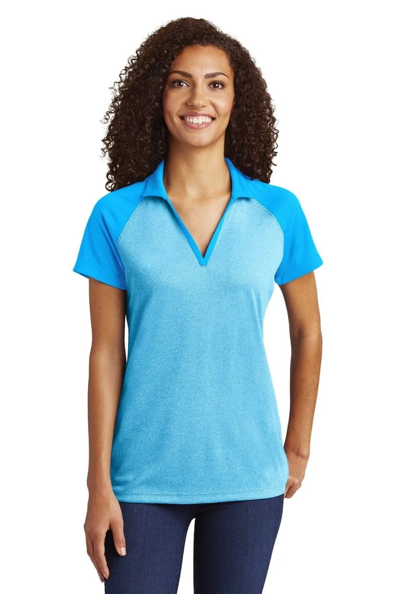 Sport-Tek LST641: Ladies PosiCharge  RacerMesh Raglan Heather Block Polo