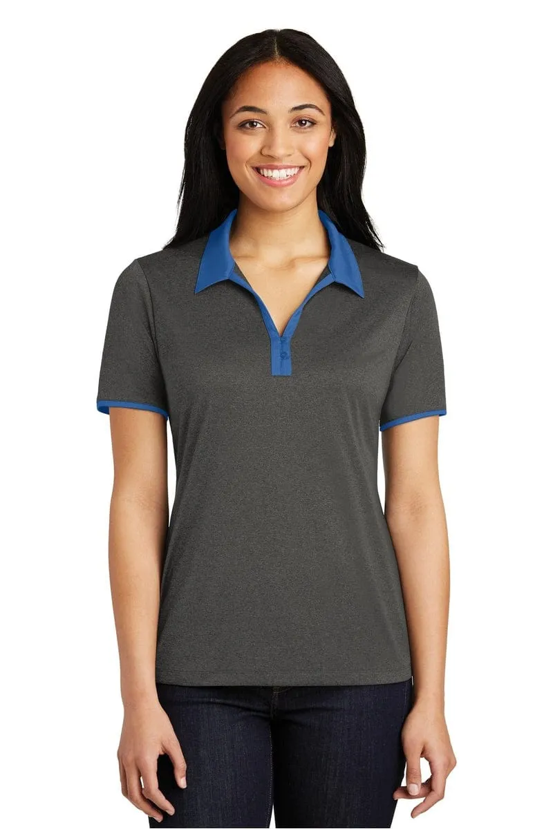 Sport-Tek LST667: Ladies Heather Contender Contrast Polo