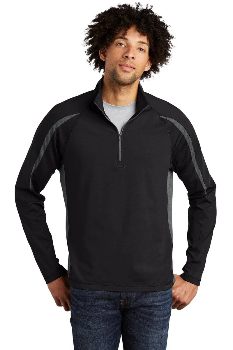 Sport-Tek ST851: Sport-Wick Stretch 1/2-Zip Colorblock Pullover