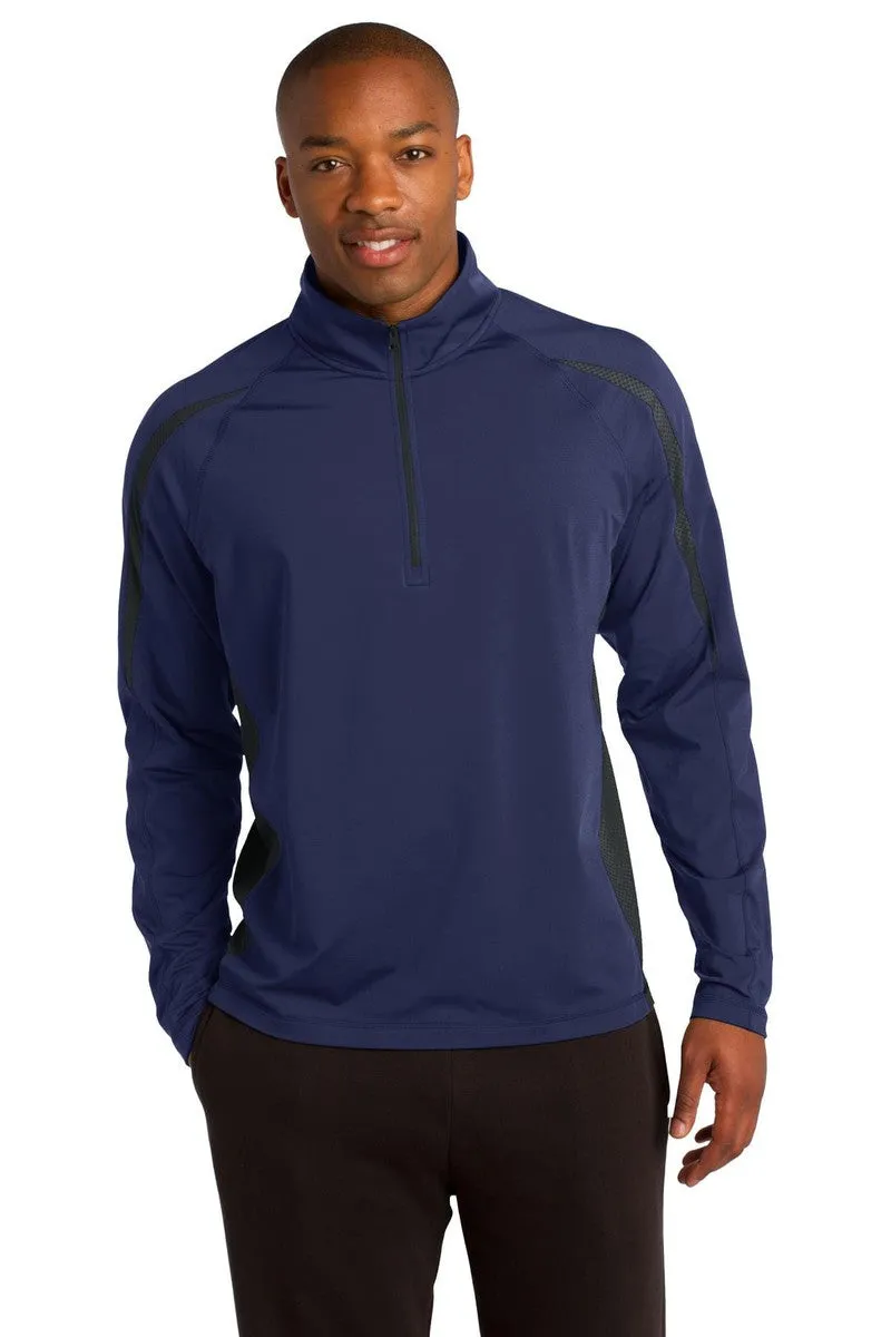 Sport-Tek ST851: Sport-Wick Stretch 1/2-Zip Colorblock Pullover