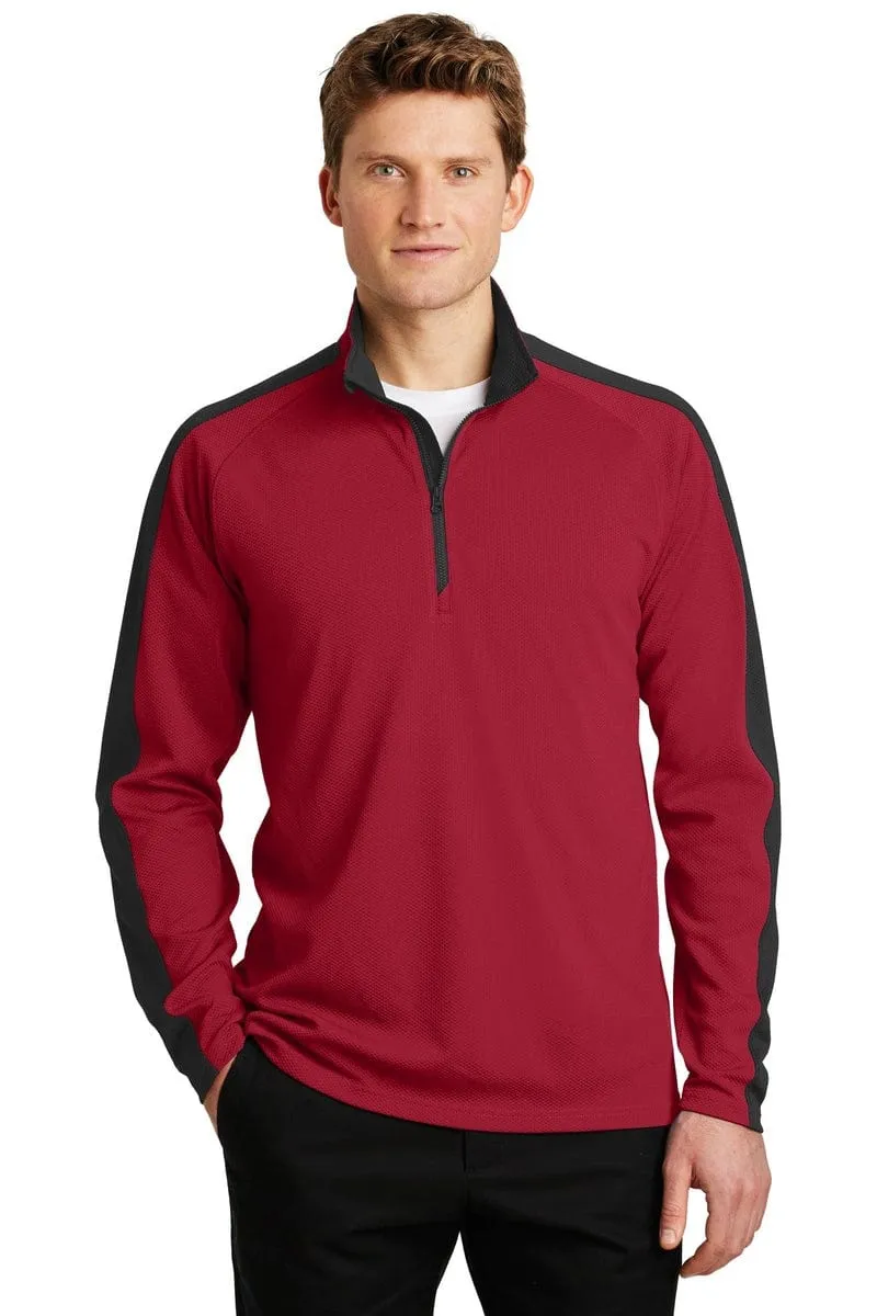 Sport-Tek ST861: Sport-Wick Textured Colorblock 1/4-Zip Pullover