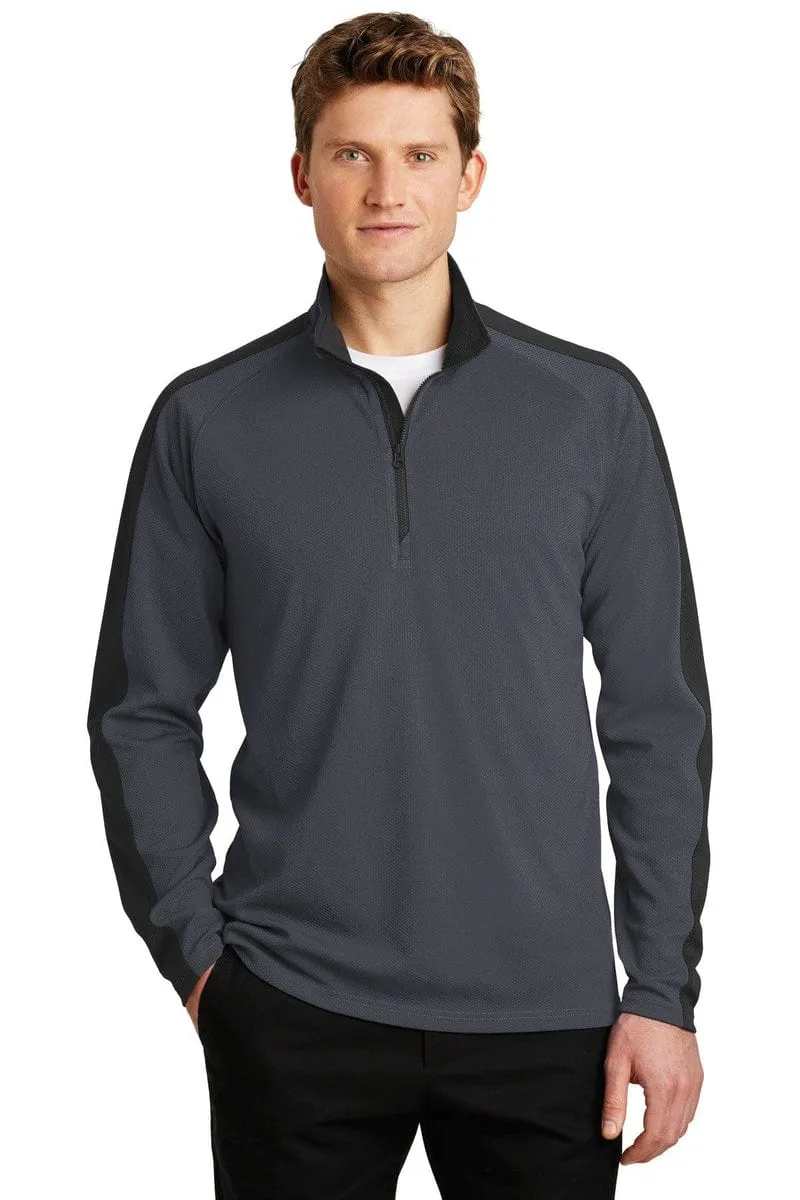 Sport-Tek ST861: Sport-Wick Textured Colorblock 1/4-Zip Pullover