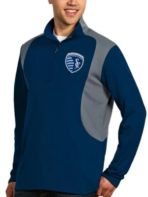 Sporting Kansas City KC Antigua Navy Gray Delta 1/4 Zip Pullover Jacket