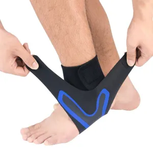 Sports Compression Anti-Sprain Ankle Guard Outdoor Basketball Football Climbing Protective Gear, Specification: L, Right Foot (Black Blue)