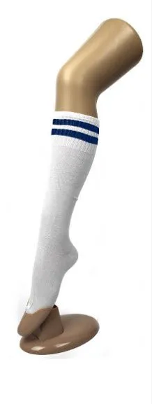 Sports Socks White with Blue Stripe