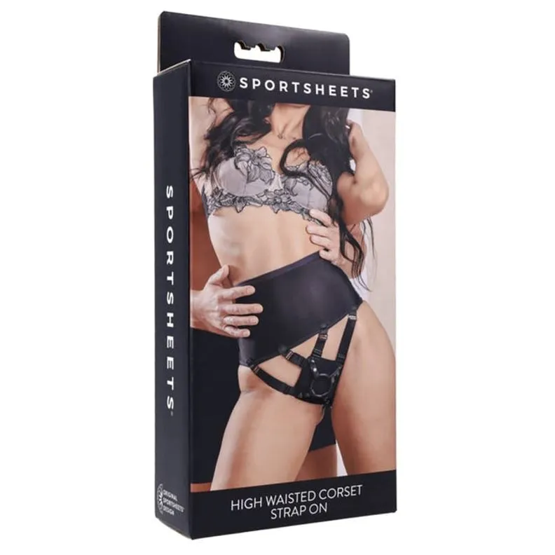 Sportsheets High-Waisted Corset Strap-On Harness Black