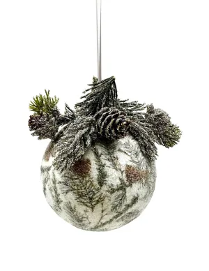 Sprigs of Pine Decoupage Bauble Ornament - Green