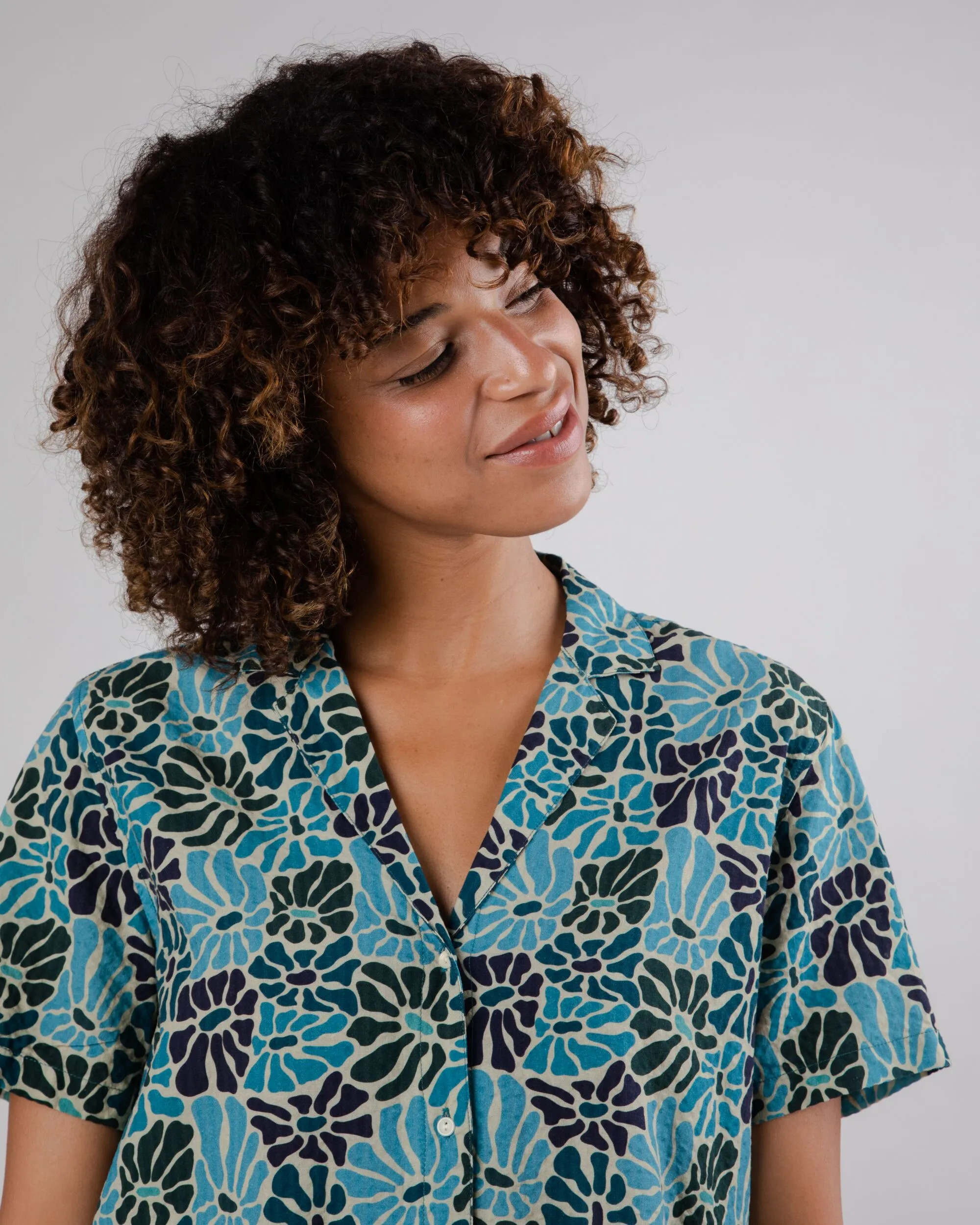 Spring Aloha Blouse Blue