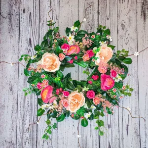 Spring and summer front door wreath, year-round wreath, pink rose and ranunculus wreath, home decor, Mother's Day gift, housewarming gift