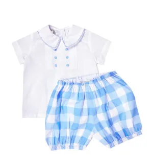 Spring Baby Boy Blue Checks And Dots Diaper Set