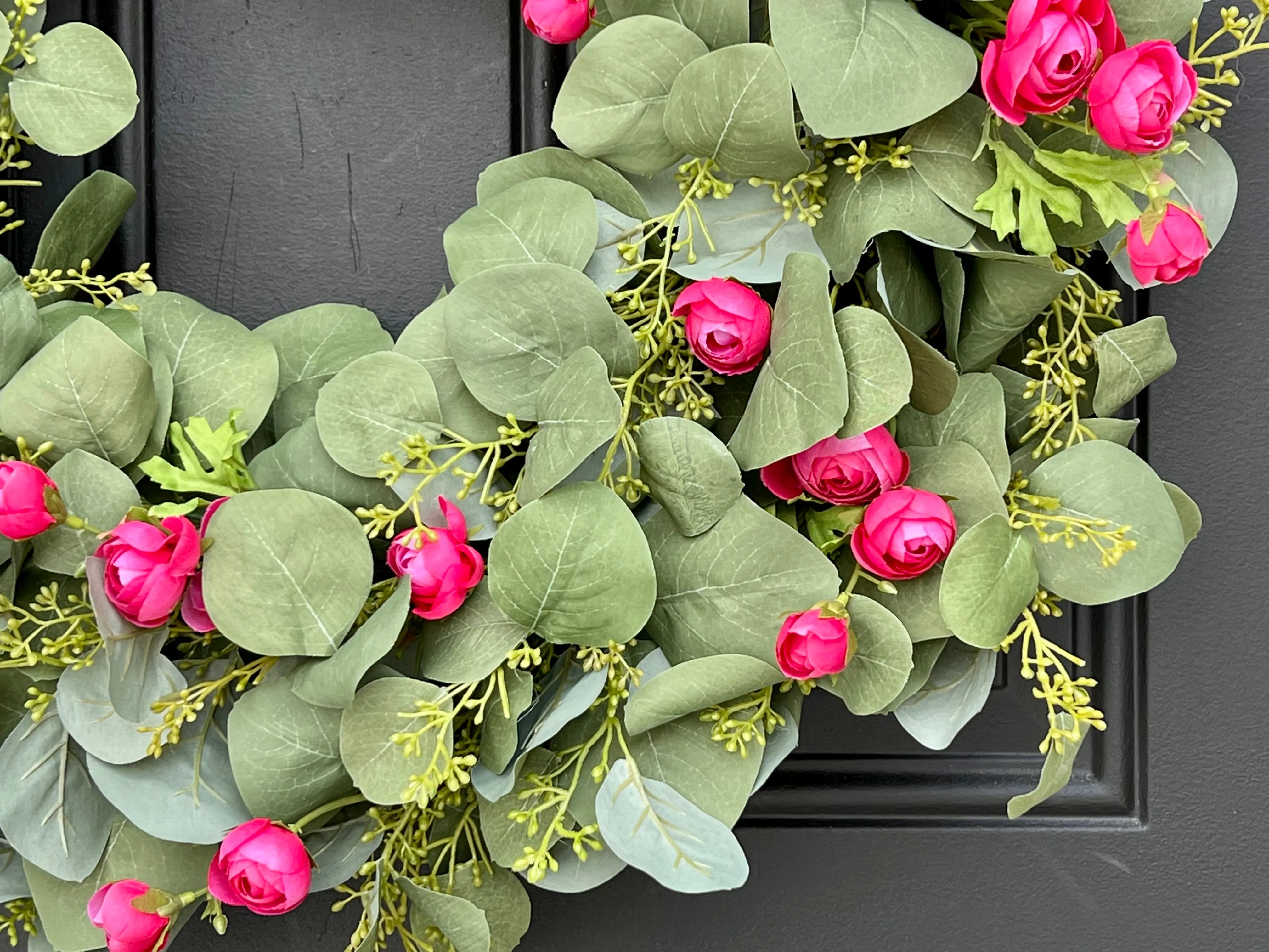 Spring Eucalyptus Wreath with Fuchsia Ranunculus