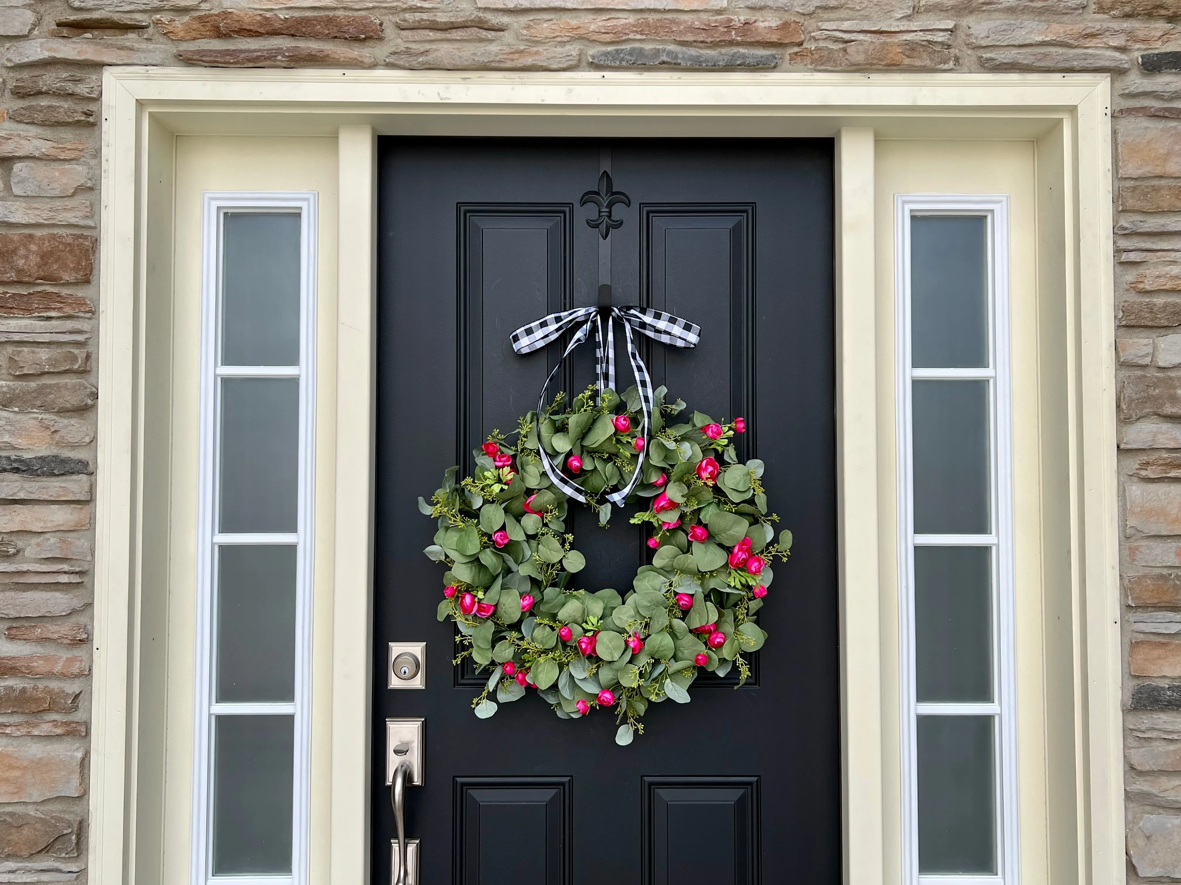 Spring Eucalyptus Wreath with Fuchsia Ranunculus