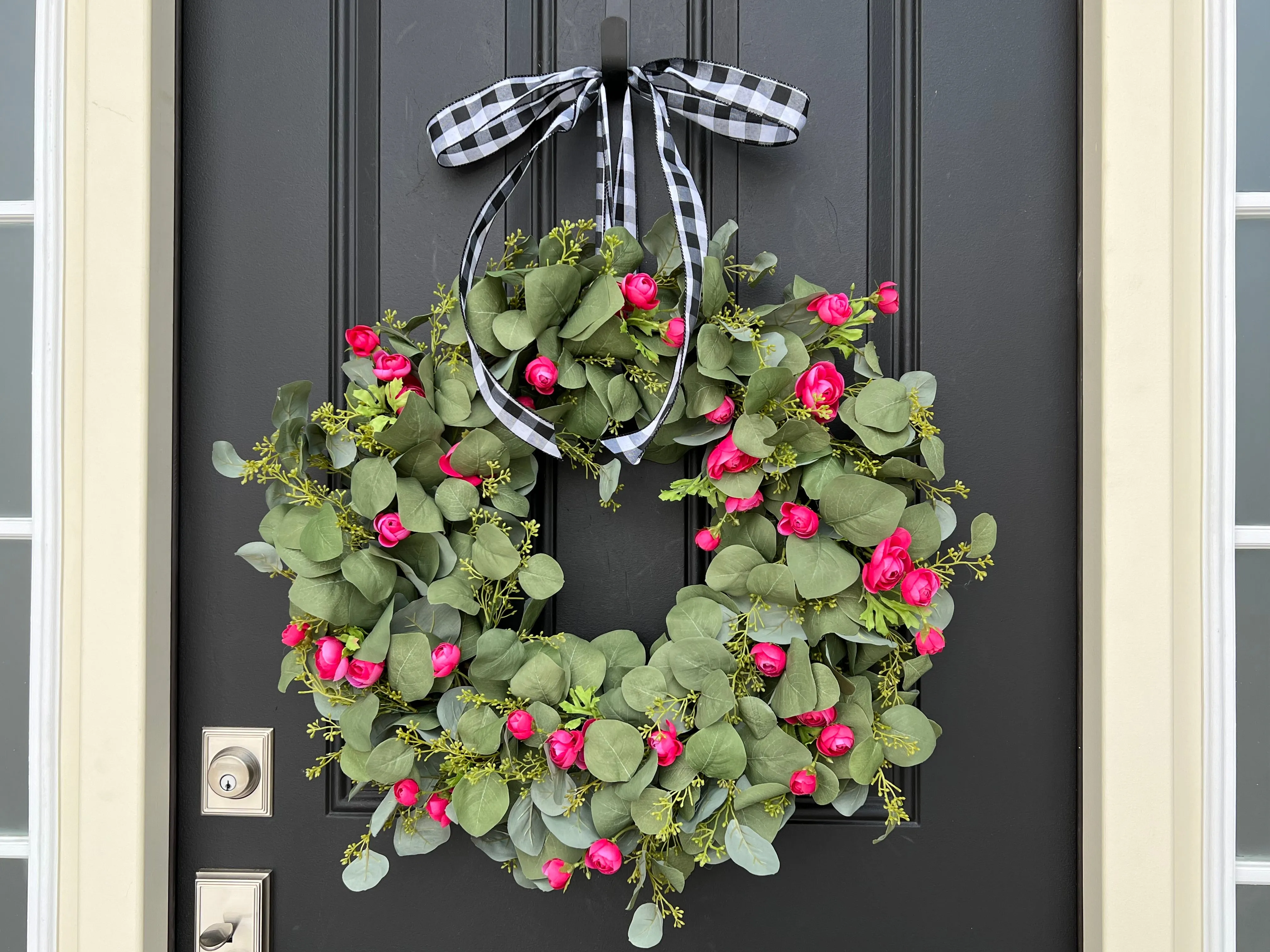 Spring Eucalyptus Wreath with Fuchsia Ranunculus