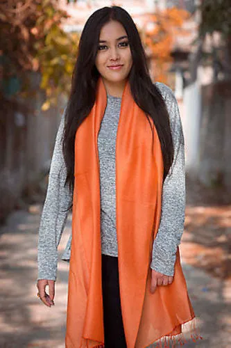 Spring Silk Pashmina Shawl-Orange