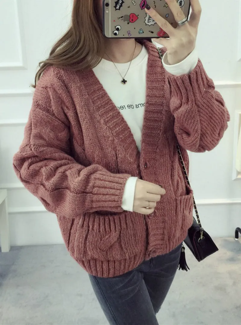 Spring Sweater Cardigan Female Twist Loose Sweater