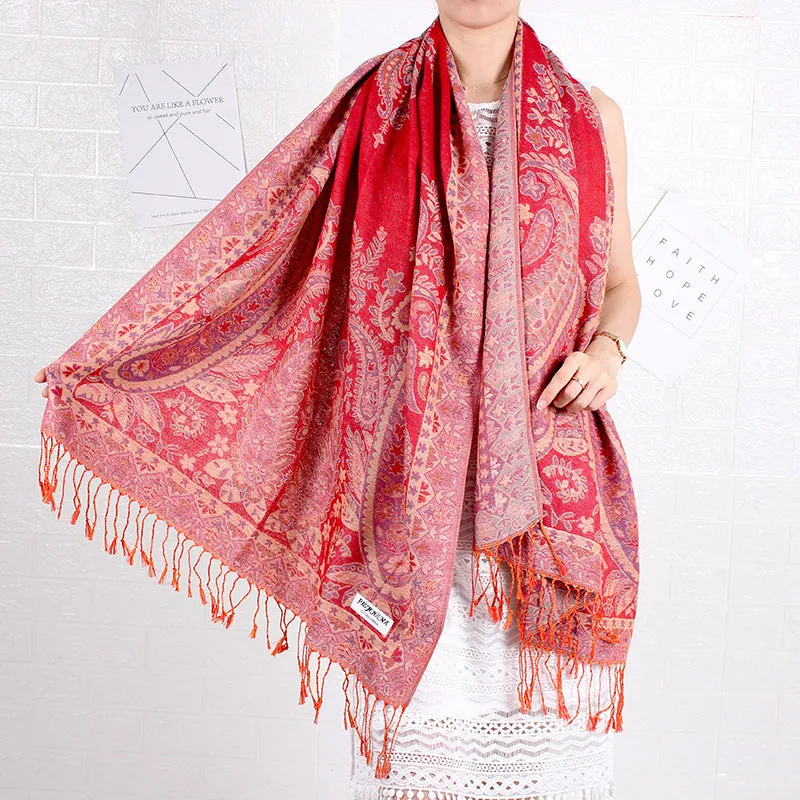 Spring/Summer Cashew Nut Long Scarf Jacquard Ethnic Shawl Amazon Scarf Ladies Dual Headband