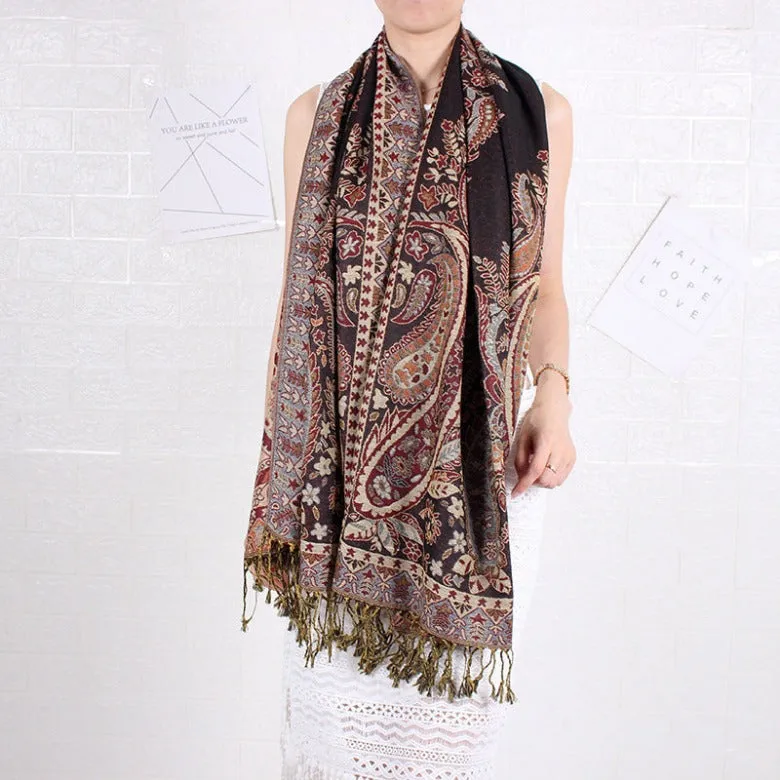 Spring/Summer Cashew Nut Long Scarf Jacquard Ethnic Shawl Amazon Scarf Ladies Dual Headband