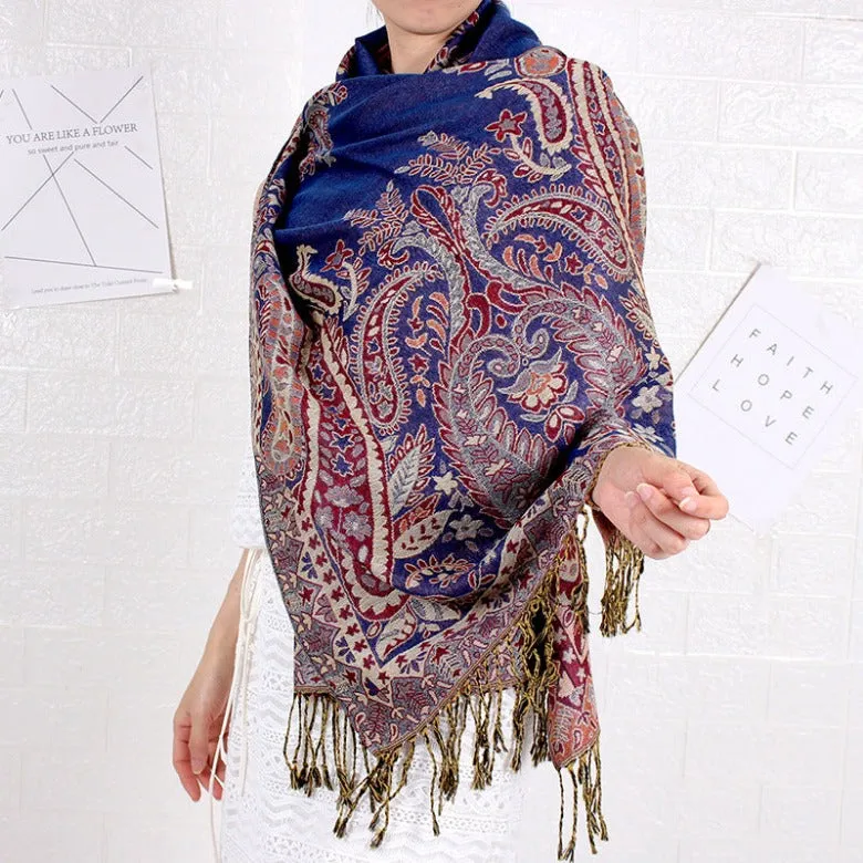 Spring/Summer Cashew Nut Long Scarf Jacquard Ethnic Shawl Amazon Scarf Ladies Dual Headband