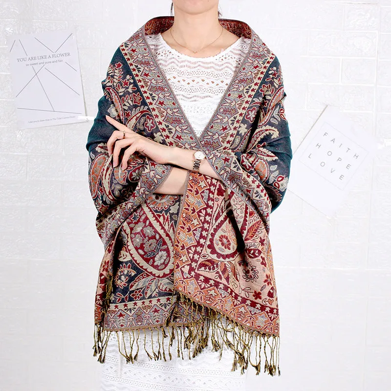 Spring/Summer Cashew Nut Long Scarf Jacquard Ethnic Shawl Amazon Scarf Ladies Dual Headband