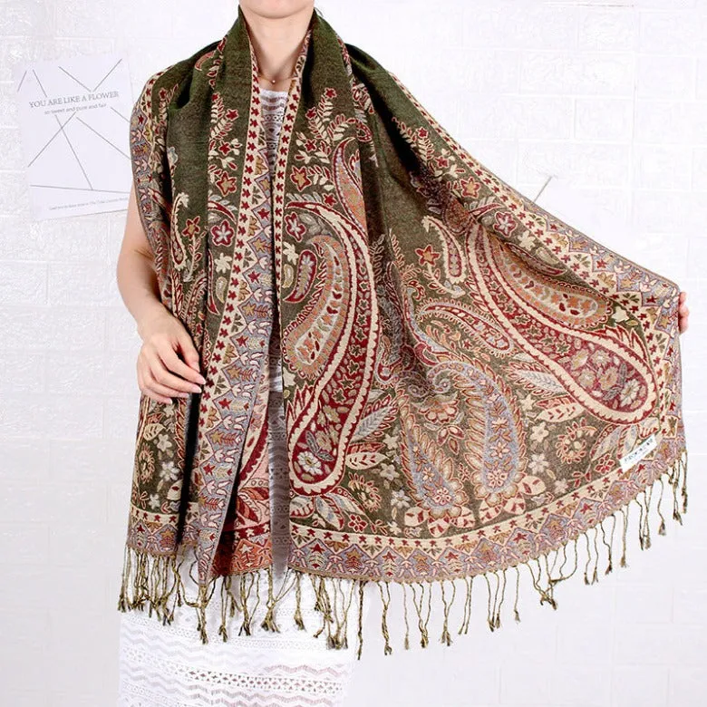 Spring/Summer Cashew Nut Long Scarf Jacquard Ethnic Shawl Amazon Scarf Ladies Dual Headband