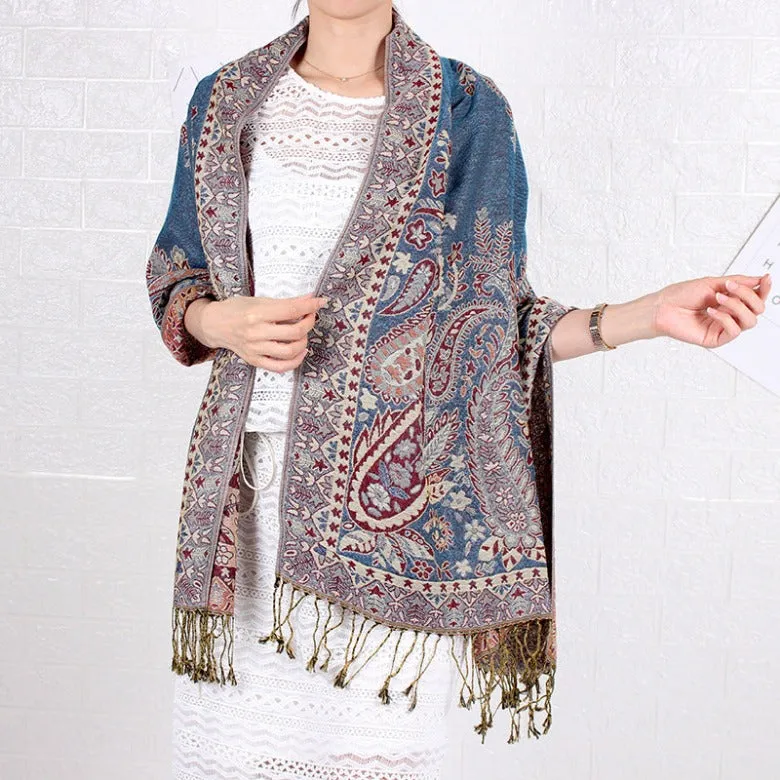 Spring/Summer Cashew Nut Long Scarf Jacquard Ethnic Shawl Amazon Scarf Ladies Dual Headband