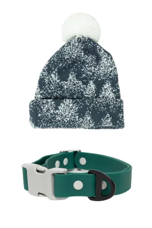 Spruce Winter Hat with Pom Pom & Waterproof Dog Collar Matching Set