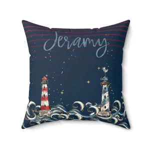 Spun Polyester Square Pillow, Nautical Cushion