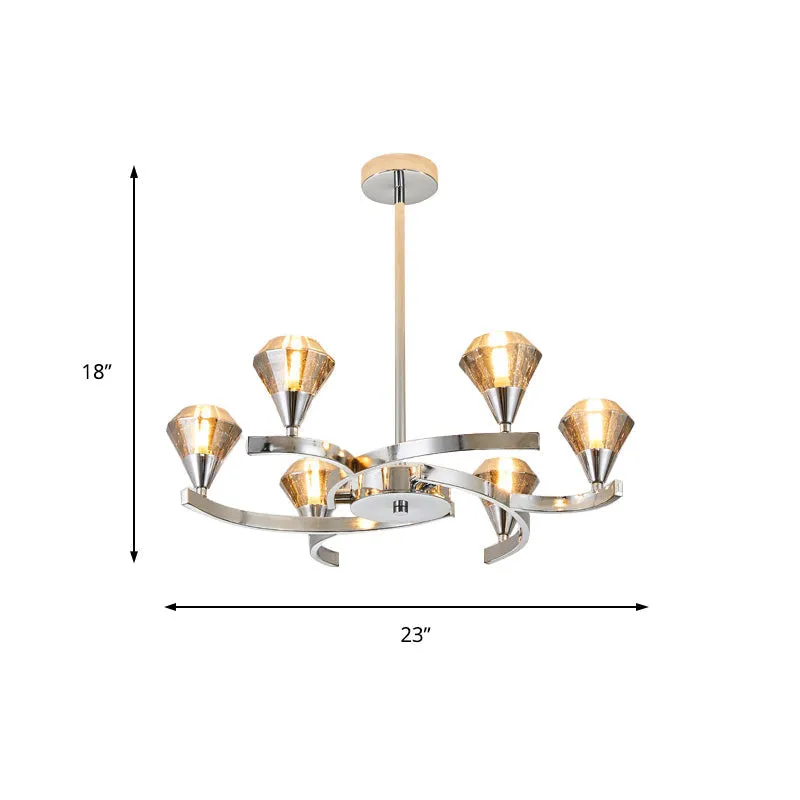 Sputnik Design Diamond Crystal Chandelier - Modern 6/8/10 Light Chrome/Gold Ceiling Fixture